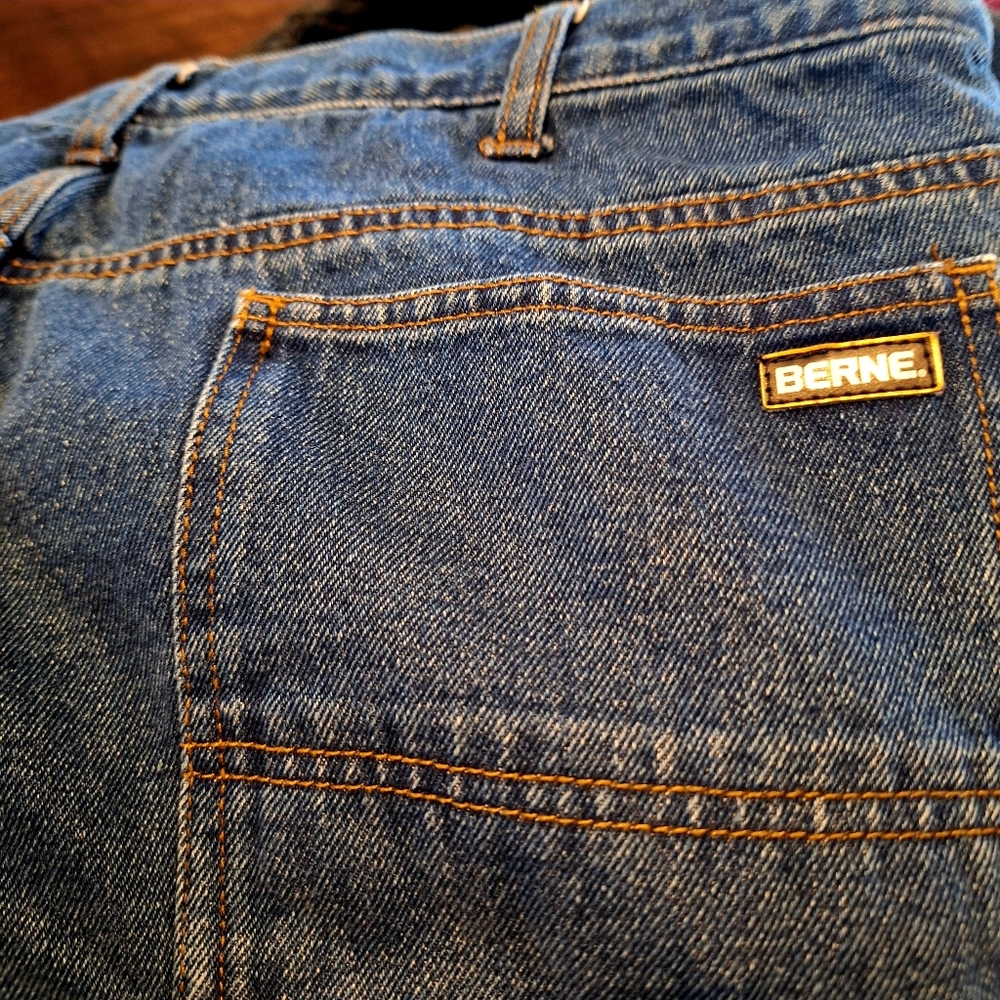 Berne Blue Wide Leg Flannel Lined Jeans Sz 36/32 Very Good Condition Workwear - Picture 4 of 6